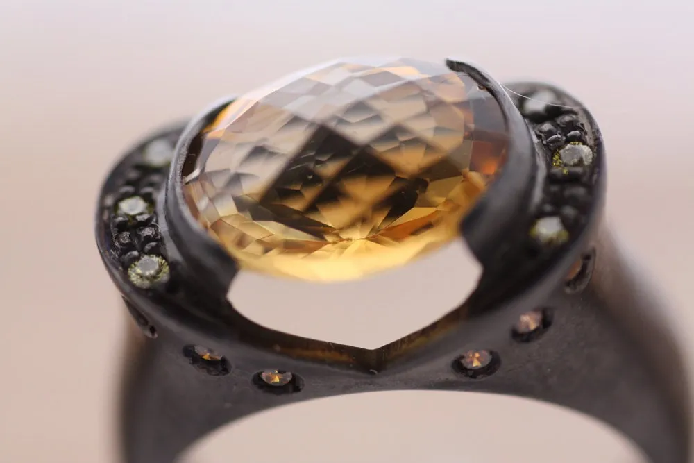 Citrine, Yellow Sapphire, Cognac and yellow diamond ring
