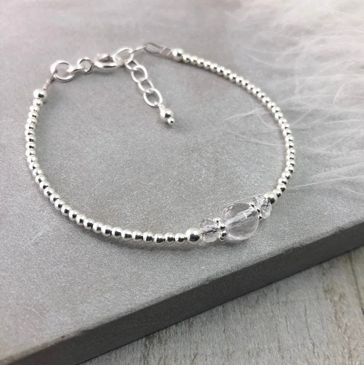 Clear Quartz Bracelet, April Birthstone