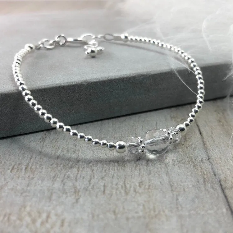 Clear Quartz Bracelet, April Birthstone