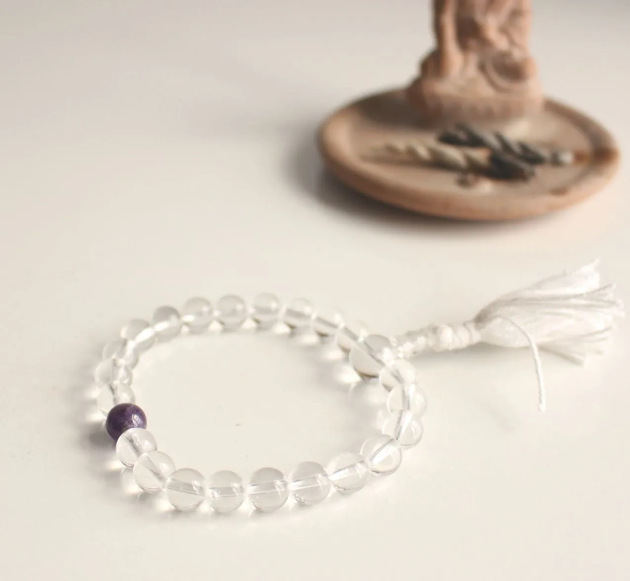 Clear Quartz Crystal Bracelet with Tassel