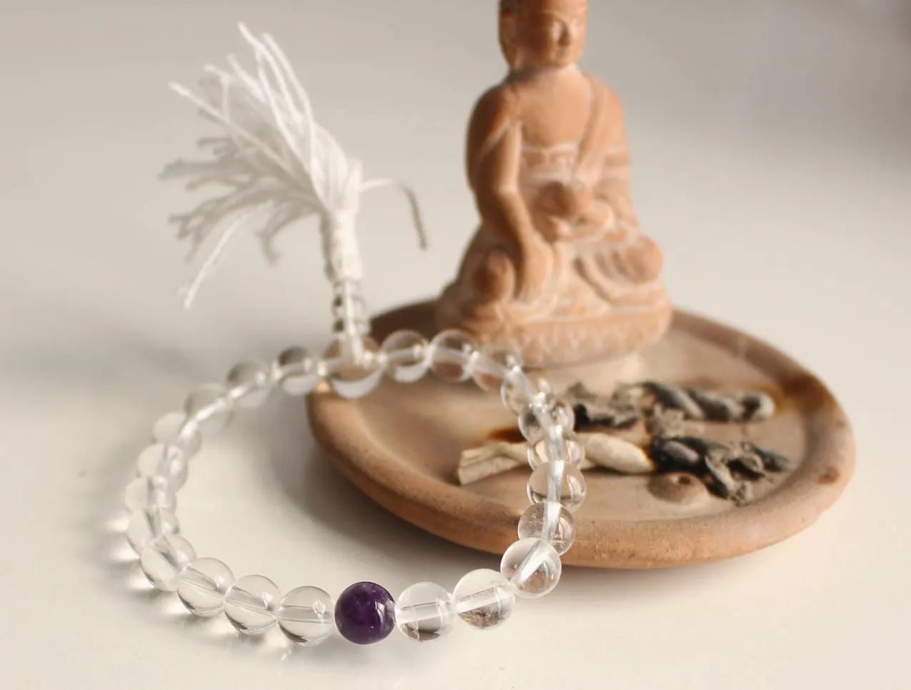 Clear Quartz Crystal Bracelet with Tassel