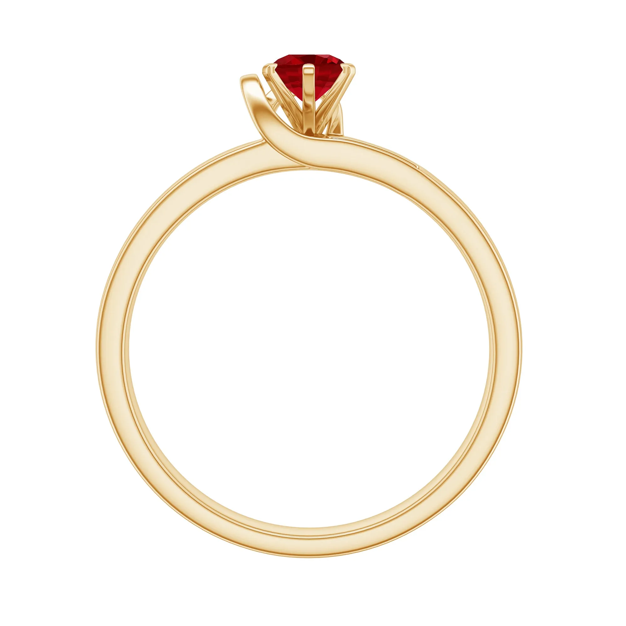 Created Ruby Solitaire Band Ring with Diamond
