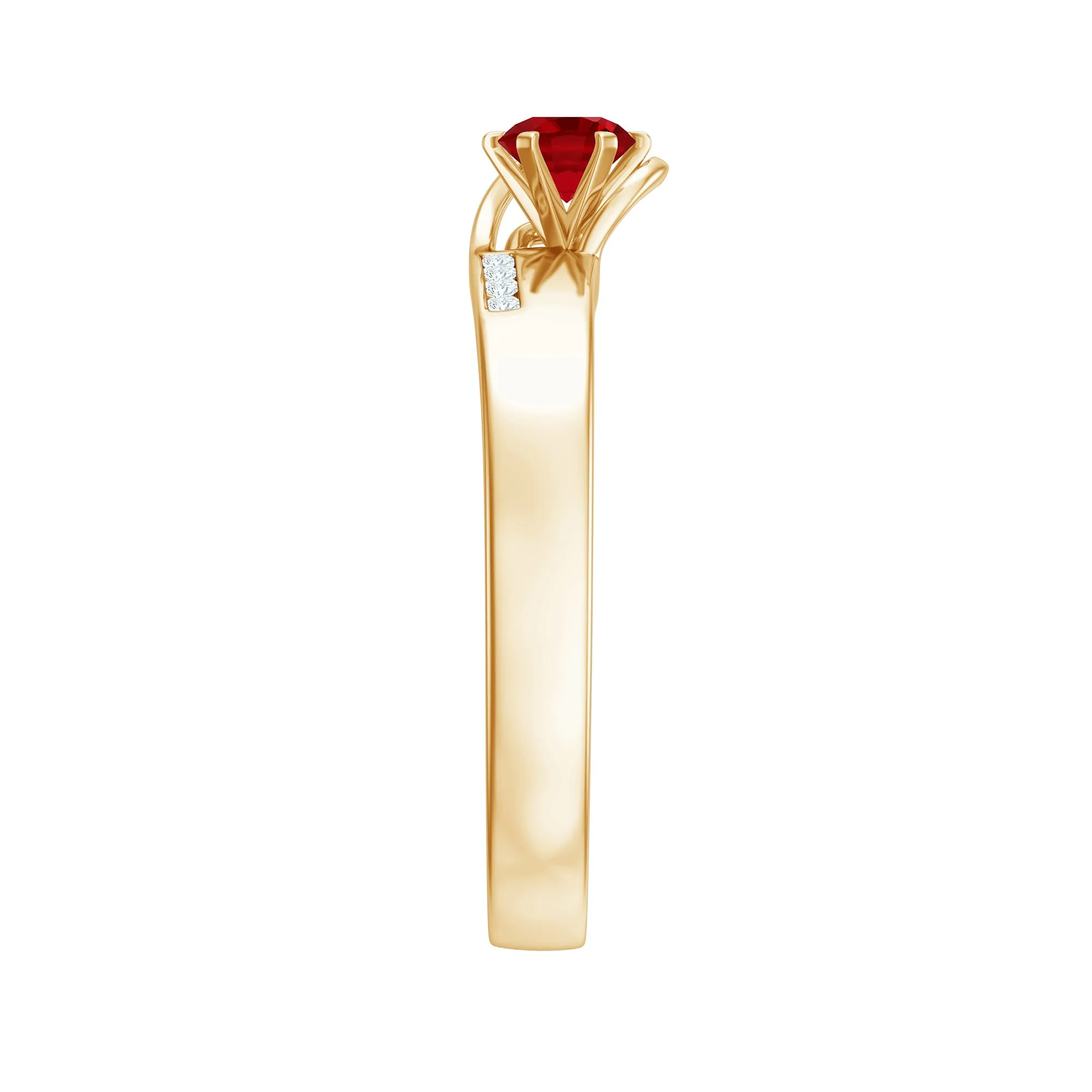 Created Ruby Solitaire Band Ring with Diamond