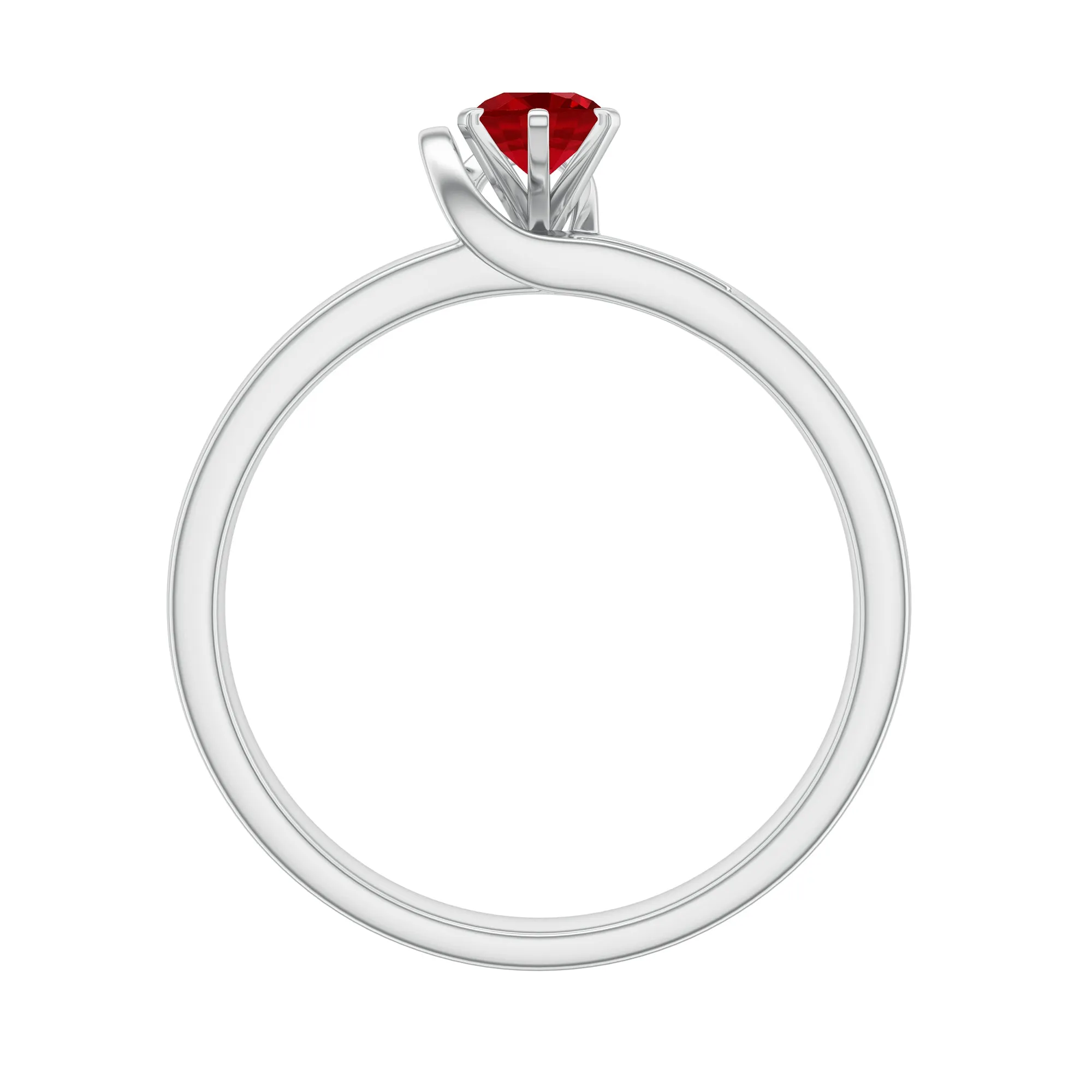 Created Ruby Solitaire Band Ring with Diamond