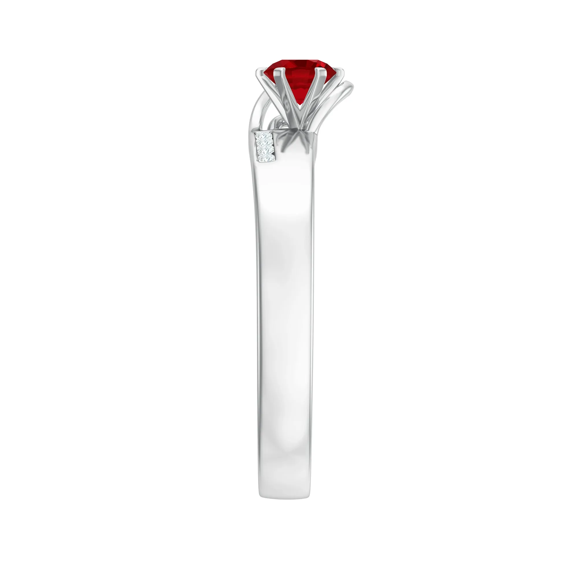 Created Ruby Solitaire Band Ring with Diamond