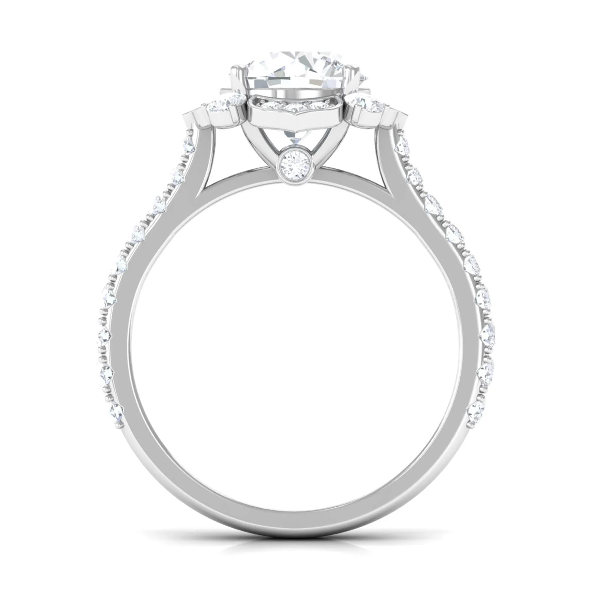 Cubic Zirconia Flower Engagement Ring in Gold