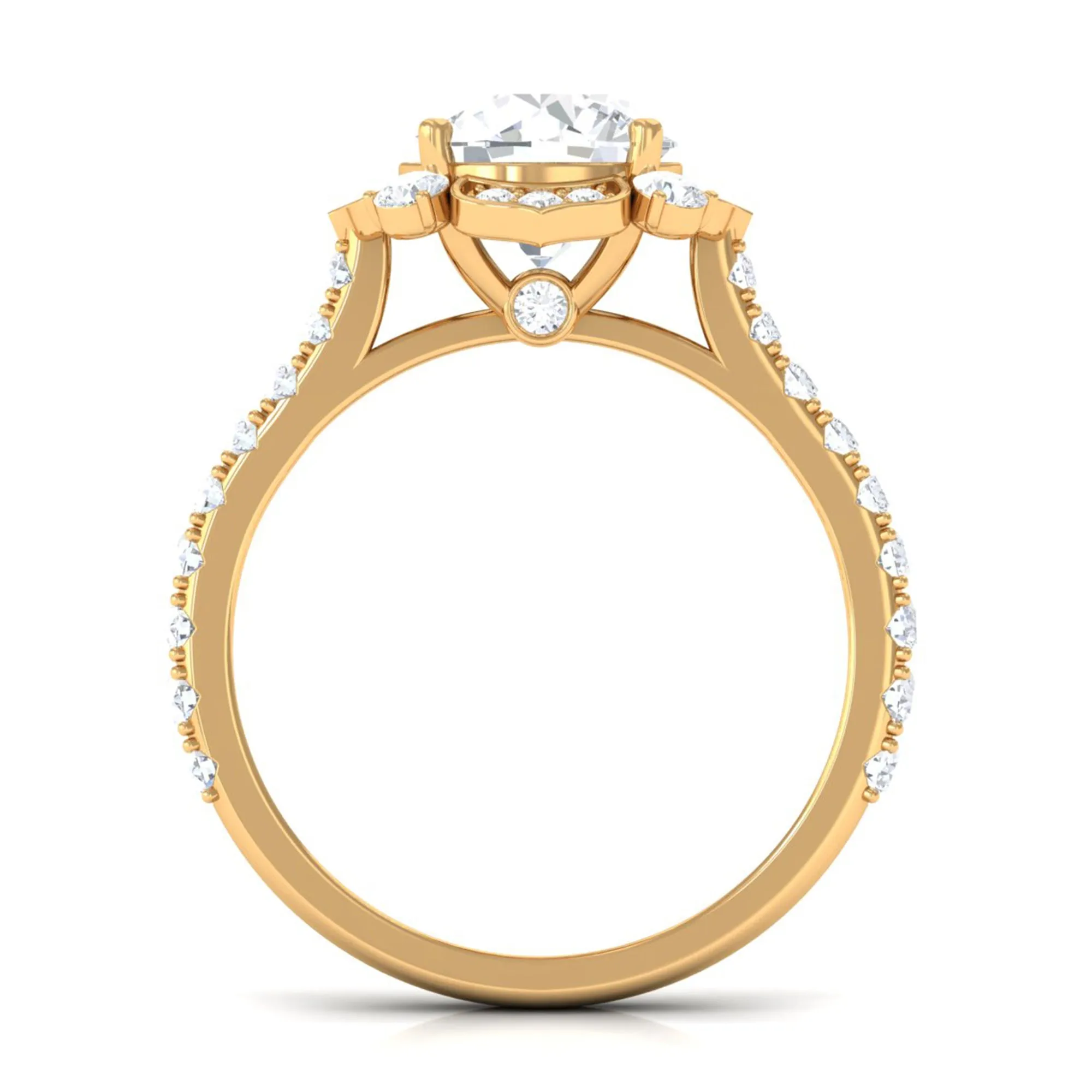 Cubic Zirconia Flower Engagement Ring in Gold