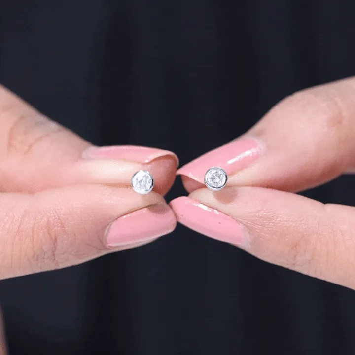 Dainty Moissanite Solitaire Stud Earrings in Bezel Setting