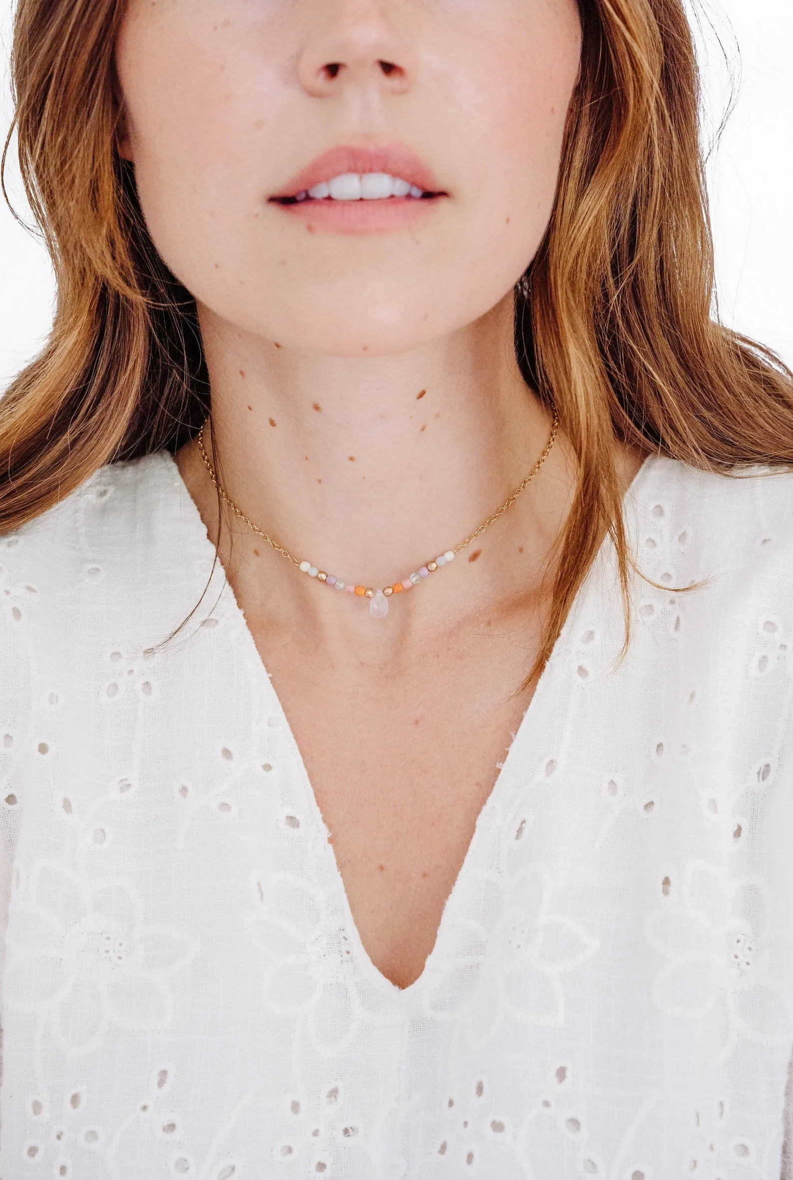 Dainty Pastel Moonstone Necklace