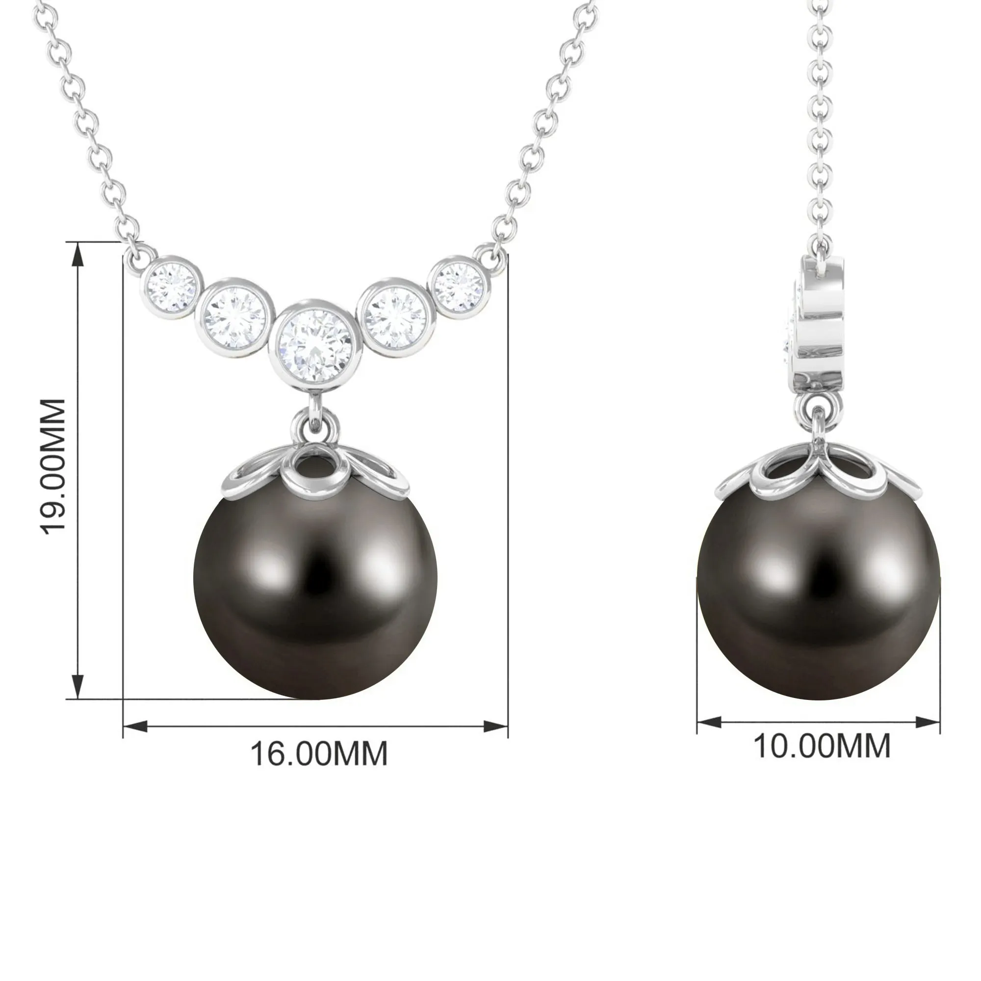 Designer Tahitian Pearl and Diamond Graduated Necklace