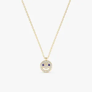 Diamond & Sapphire Happy Face Necklace, Joy