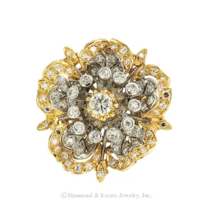 Diamond Gold Camellia Flower Cocktail Ring