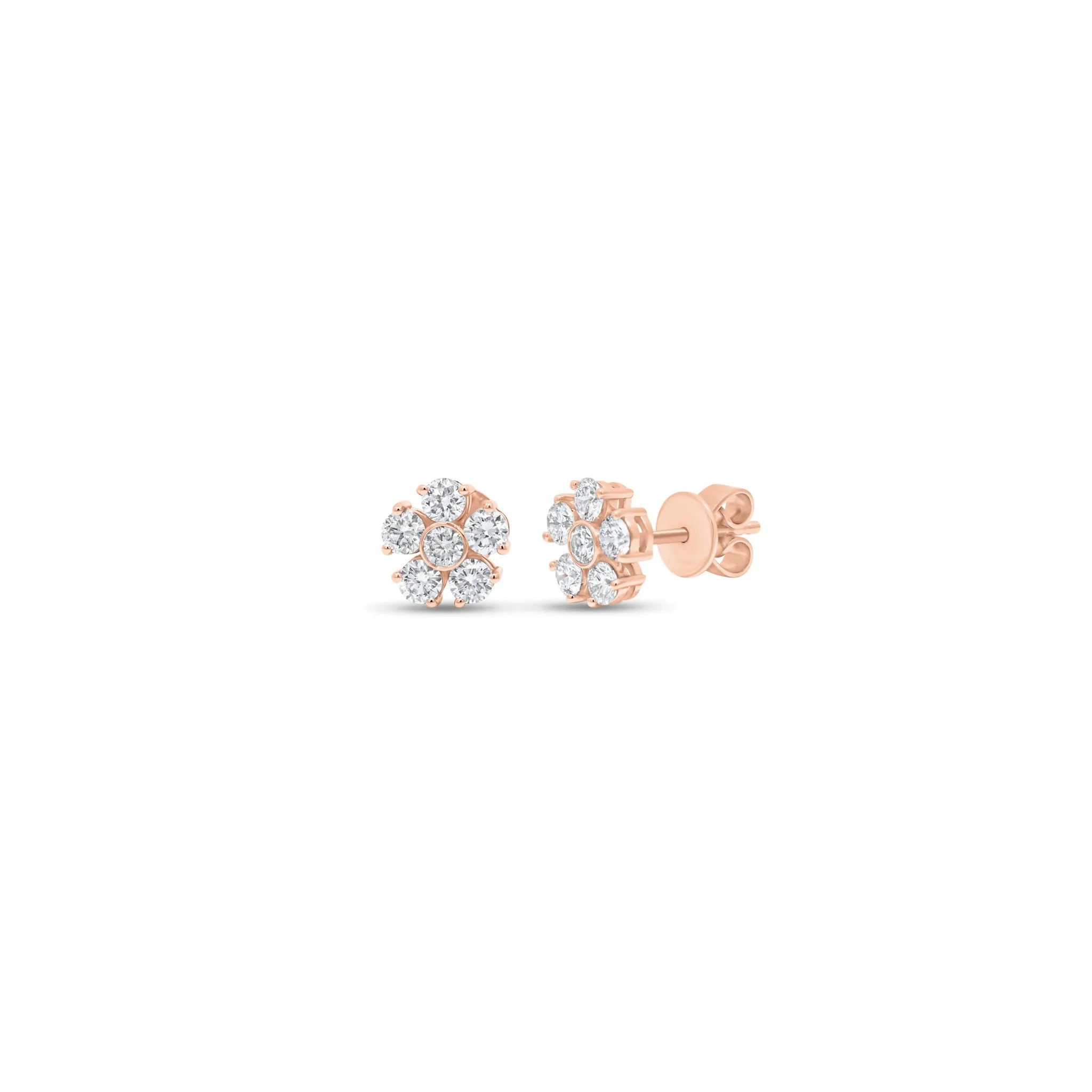 Diamond/Gemstone Flower Stud Earrings