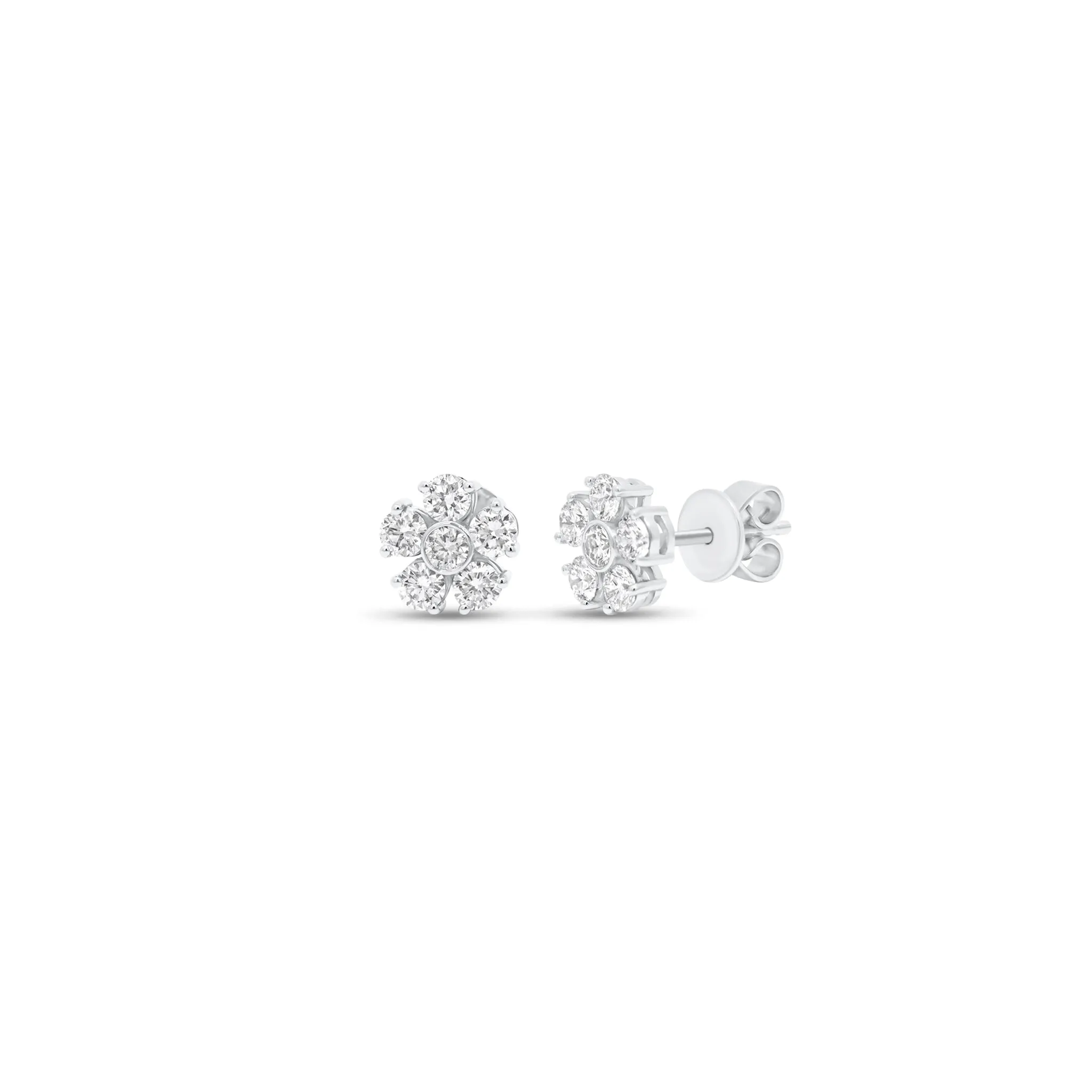 Diamond/Gemstone Flower Stud Earrings