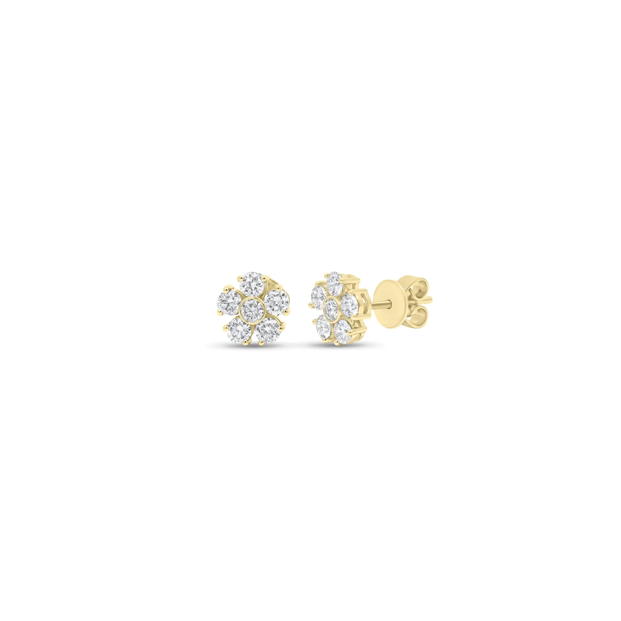 Diamond/Gemstone Flower Stud Earrings