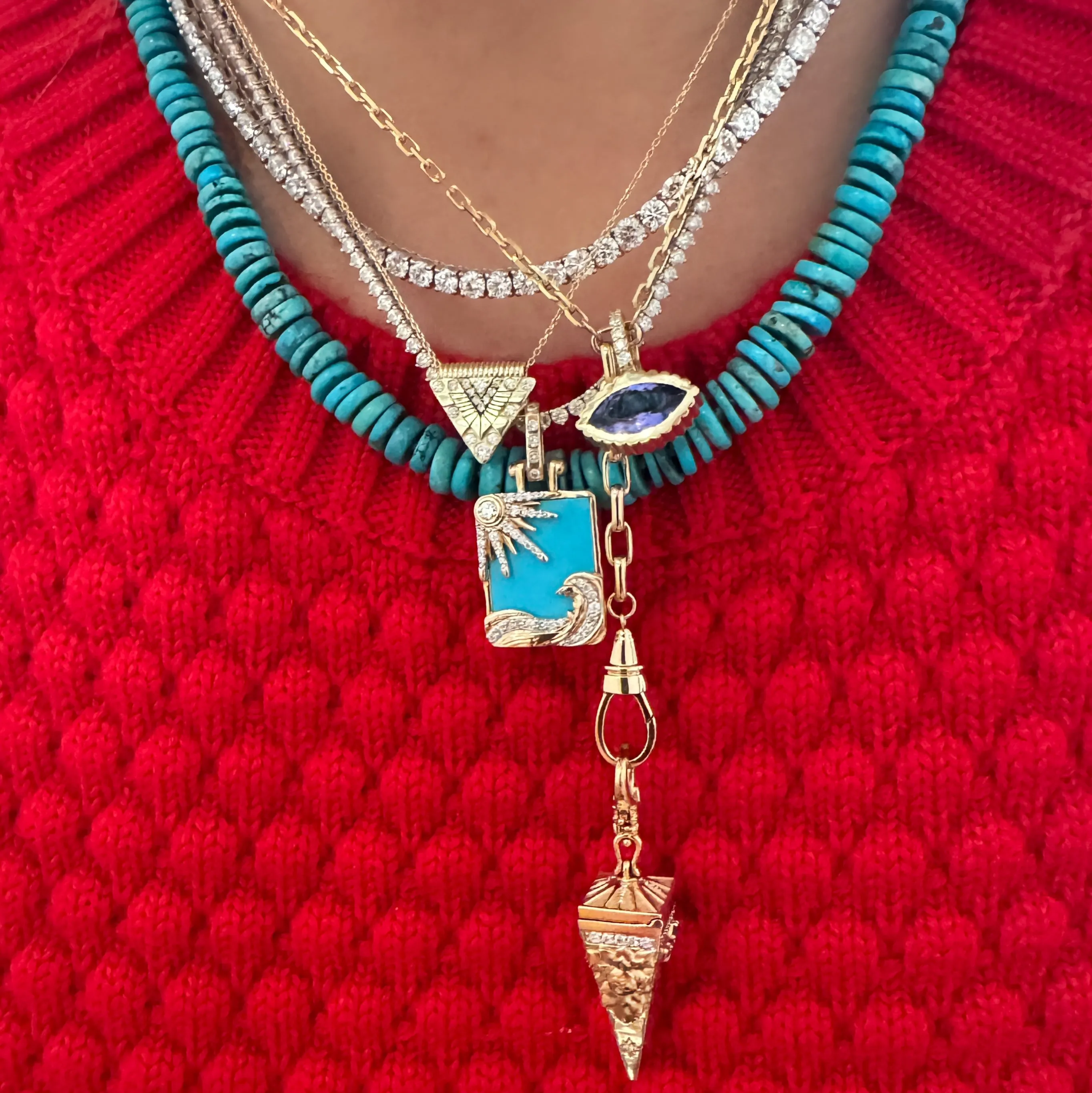 Double Sided Evil Eye Pyramid Necklace