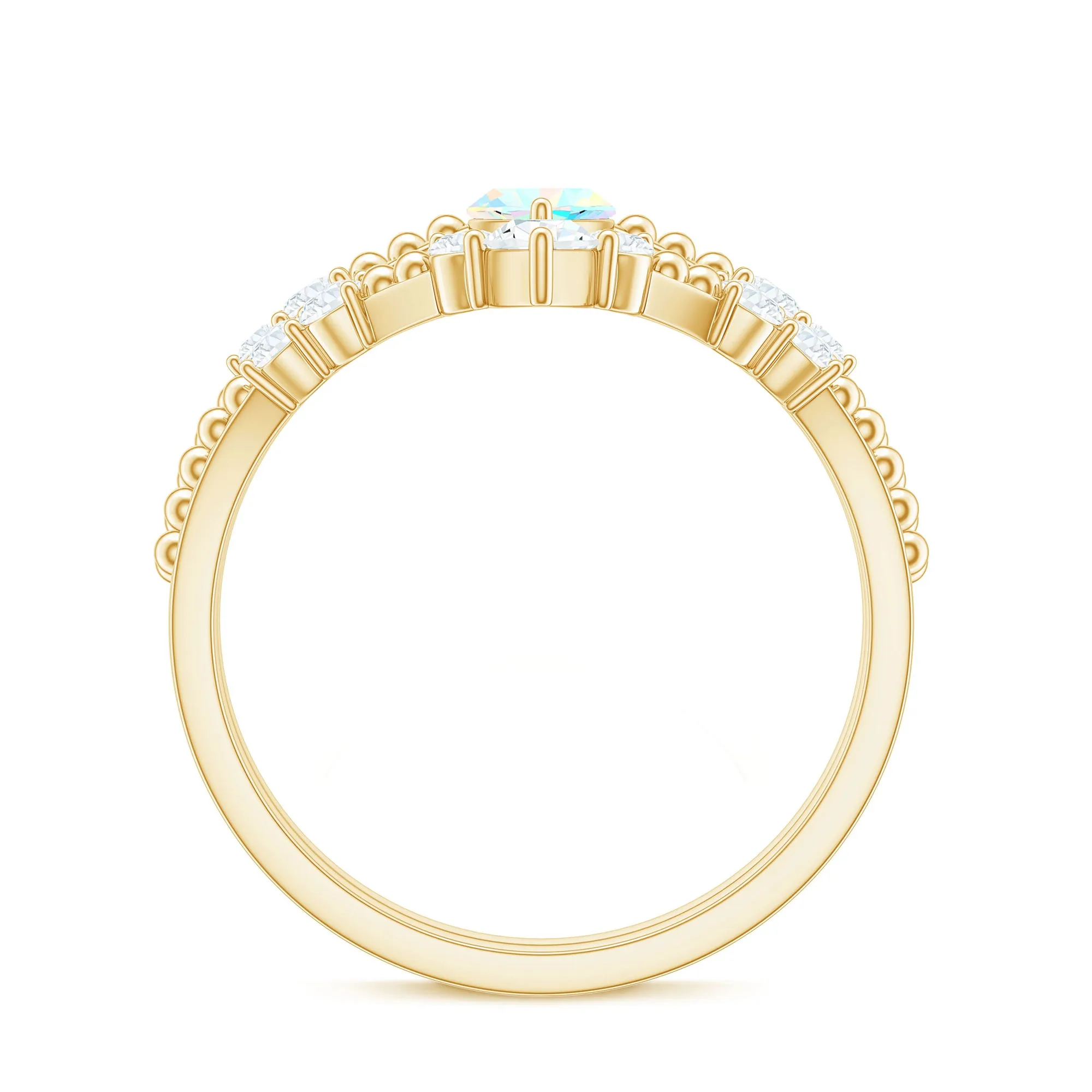 Ethiopian Opal Beaded Ring Set with Moissanite