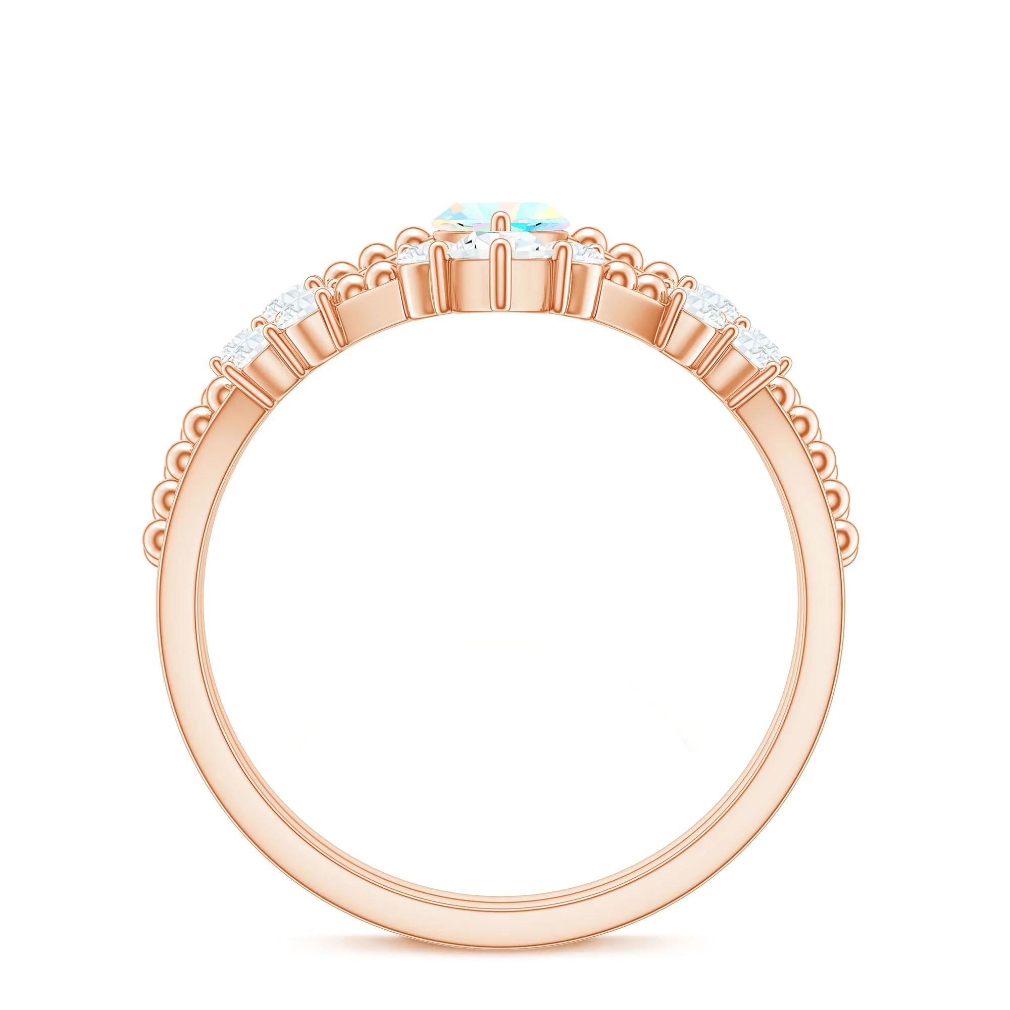 Ethiopian Opal Beaded Ring Set with Moissanite