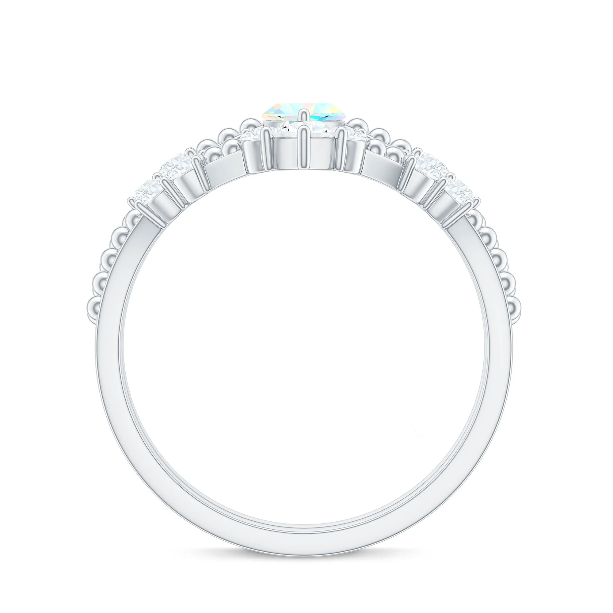 Ethiopian Opal Beaded Ring Set with Moissanite