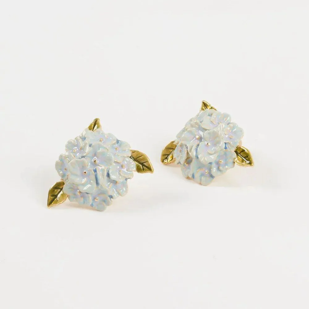 Fable 24mm Blue Hydrangea Enammel Stud Earrings