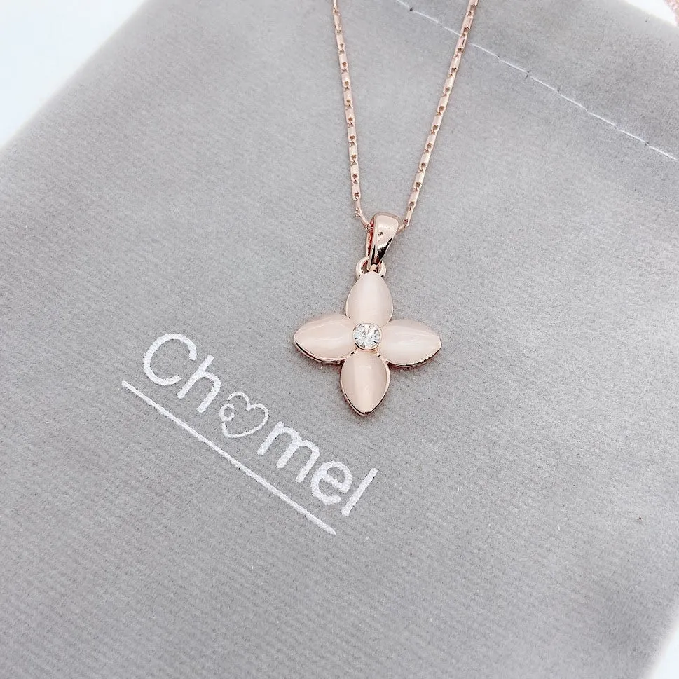 Flower Simulated Moonstone Necklace