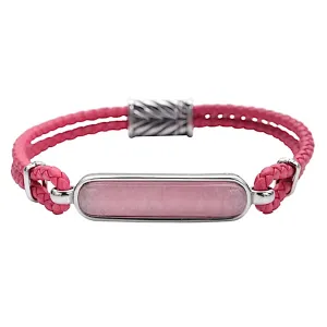 Galilea Rose Quartz Men's Bracelet | Genuine Leather Magnetic Clasp Stainless 8"