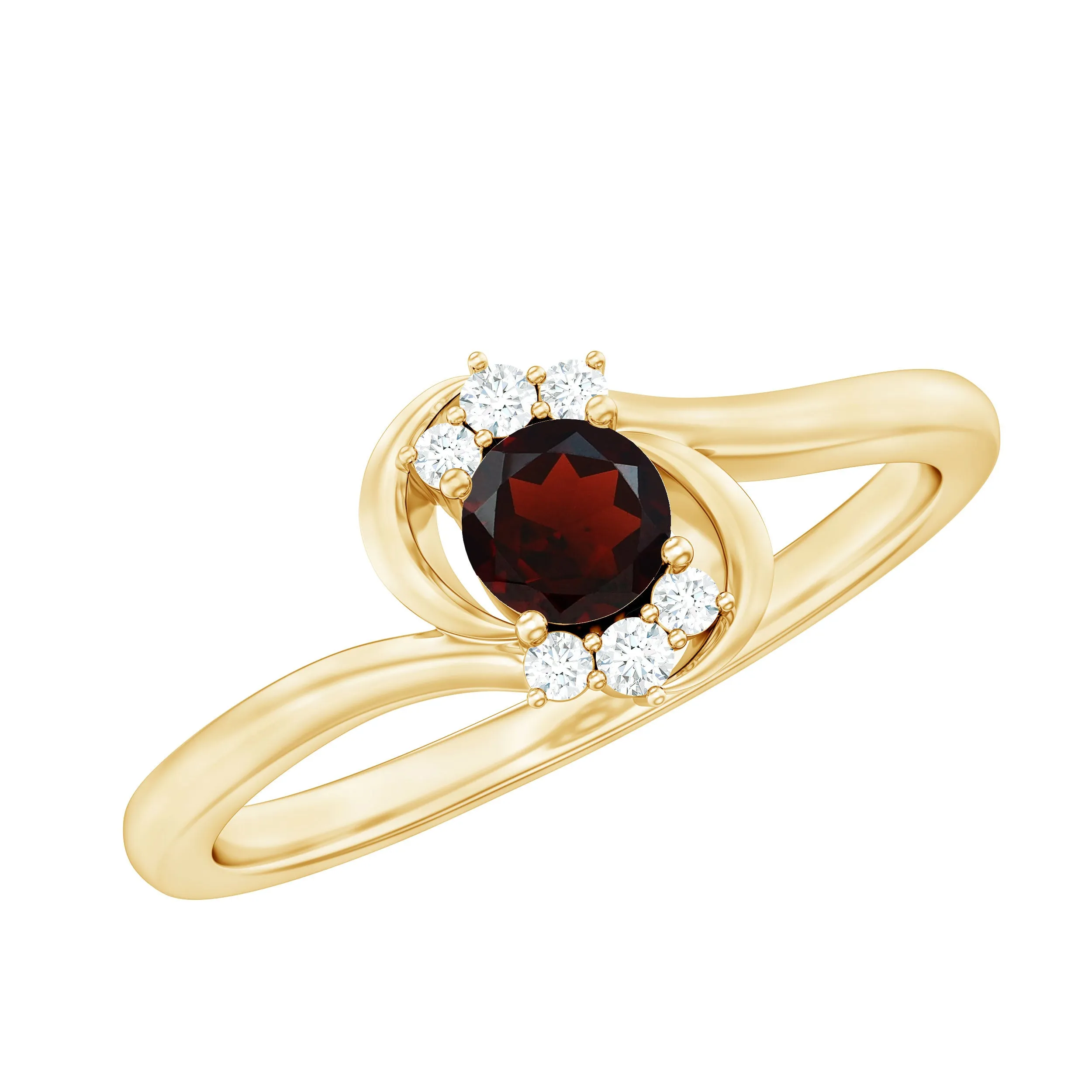 Garnet Bypass Promise Ring with Diamond