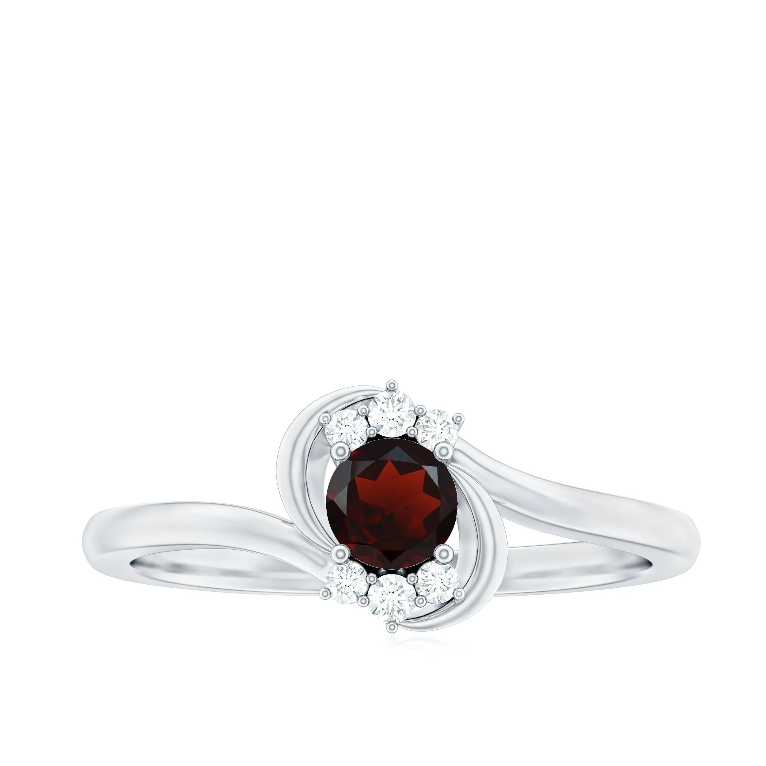Garnet Bypass Promise Ring with Diamond