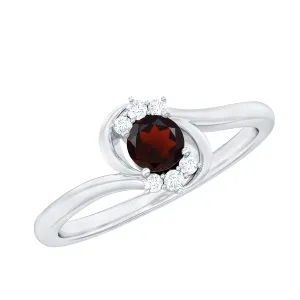 Garnet Bypass Promise Ring with Diamond