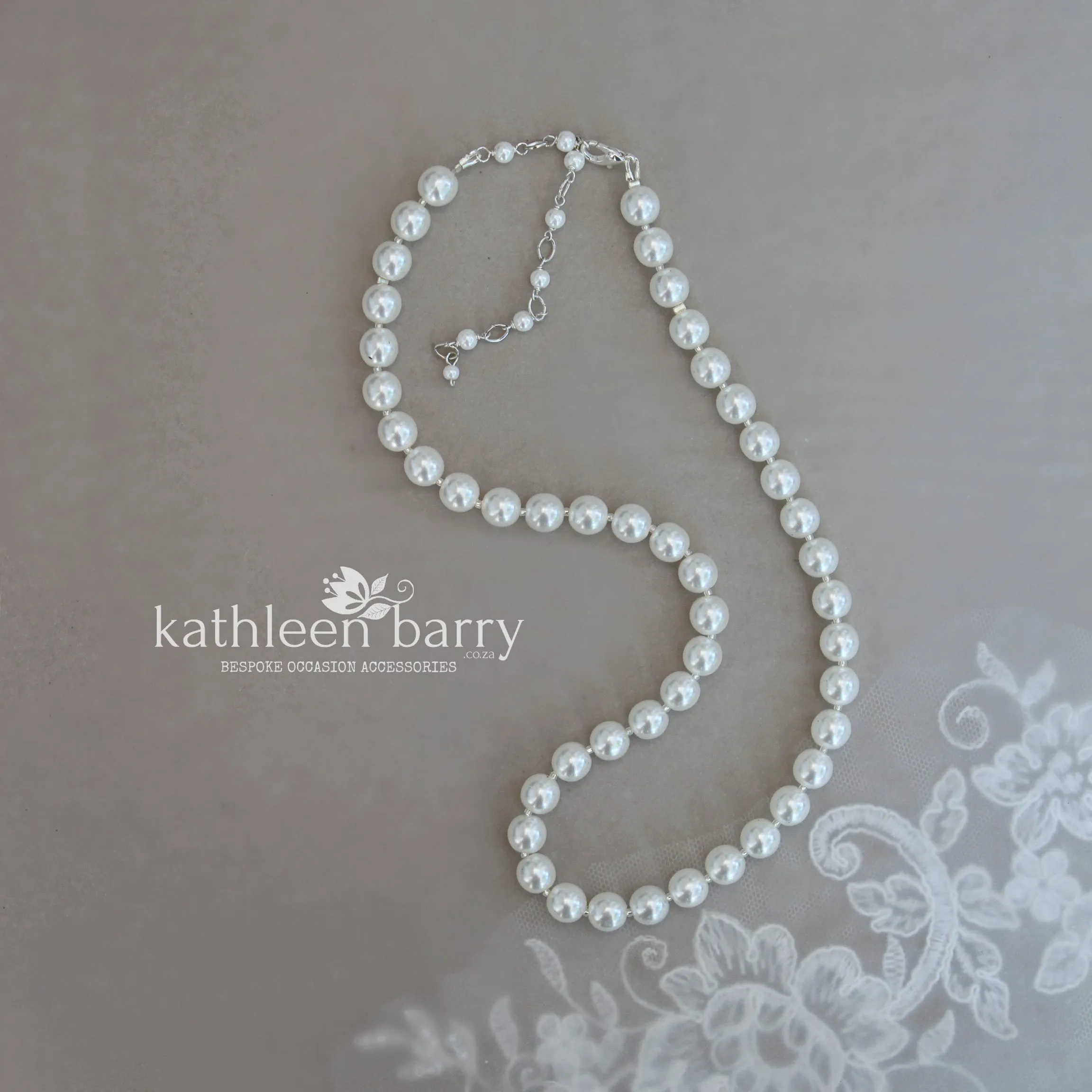 Gayaat Simple pearl necklace - 8mm Czech glass pearls available in 3 pearl color options with extension chain