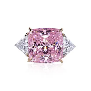 Gemma Fancy Pink Cushion Trillion Sides Ring