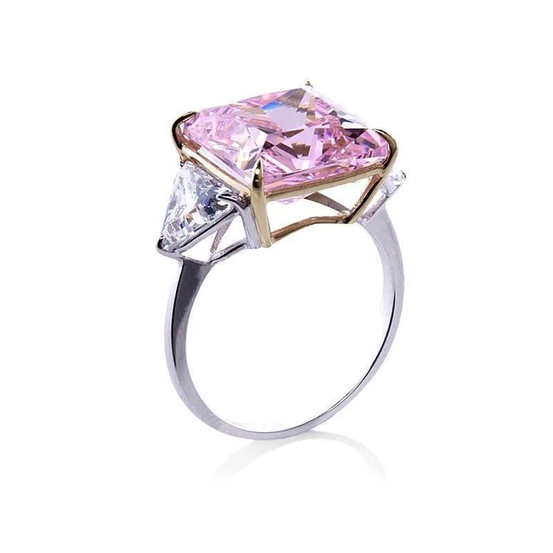 Gemma Fancy Pink Cushion Trillion Sides Ring