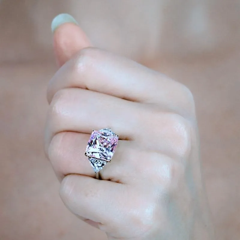 Gemma Fancy Pink Cushion Trillion Sides Ring