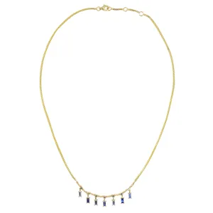 Gemstone 14K Baguette Dangle Necklace