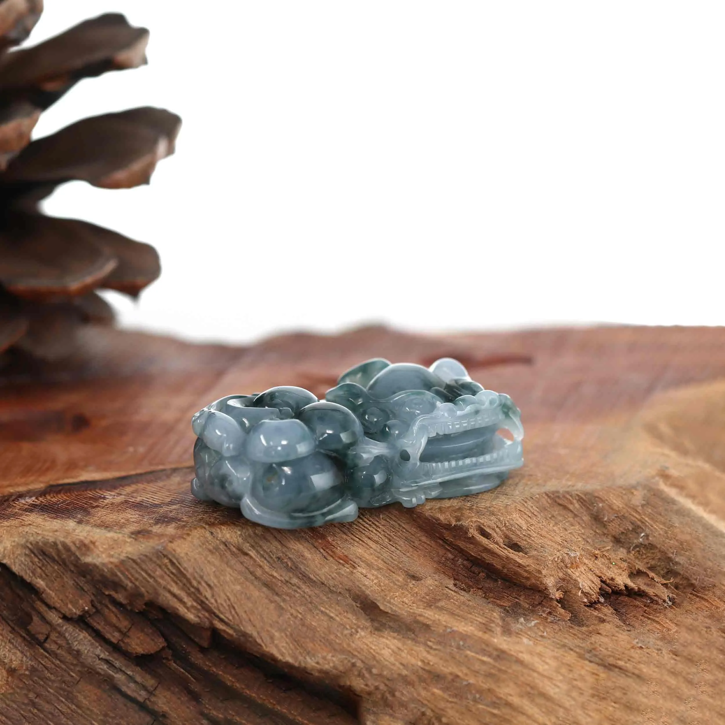 Genuine Burmese Ice Blue Jadeite Jade PiXiu Pendant Necklace