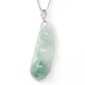 Genuine Burmese Ice Blue Jadeite Pendant with 18k White Gold Bail