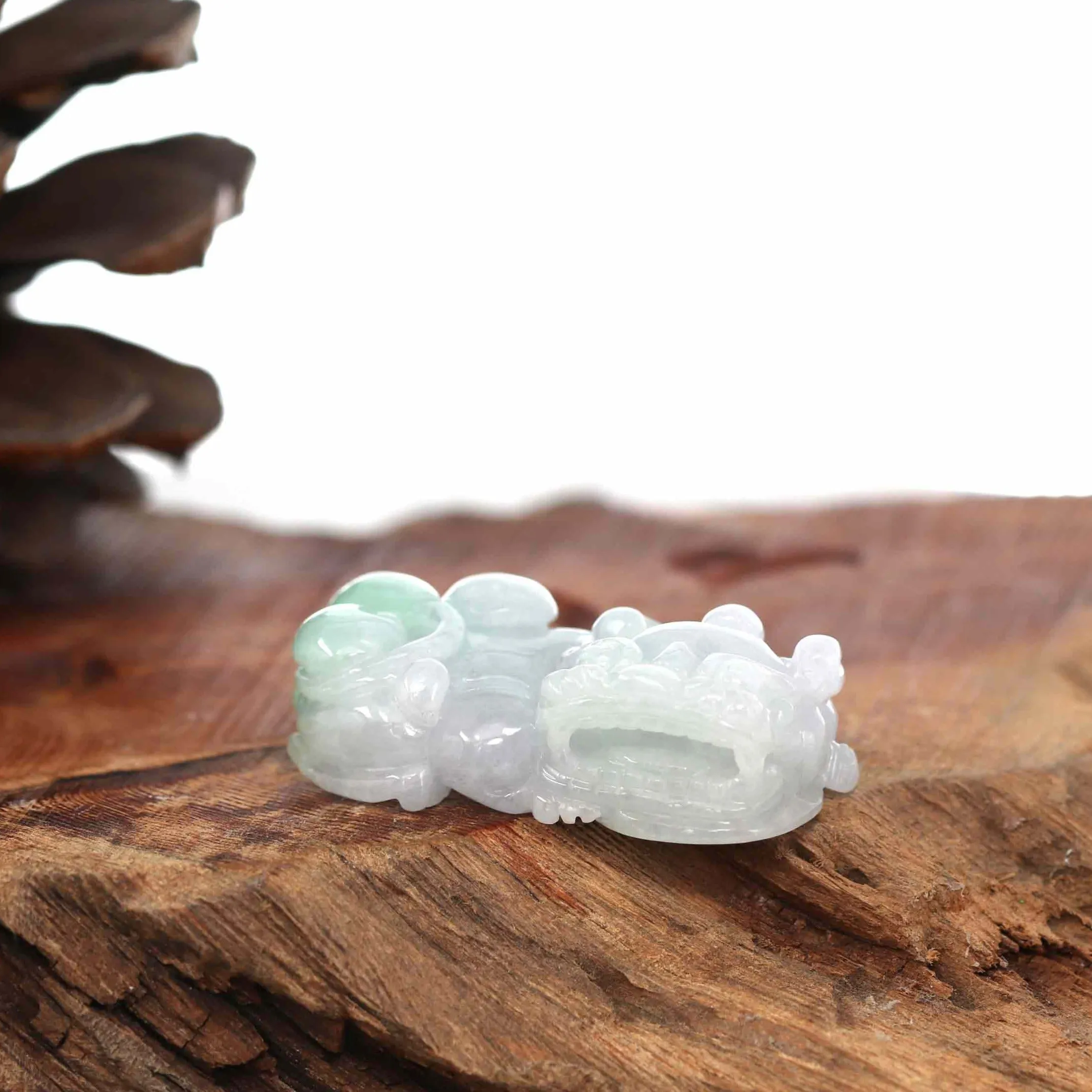Genuine Burmese Lavender & Green Jadeite Jade PiXiu Pendant Necklace