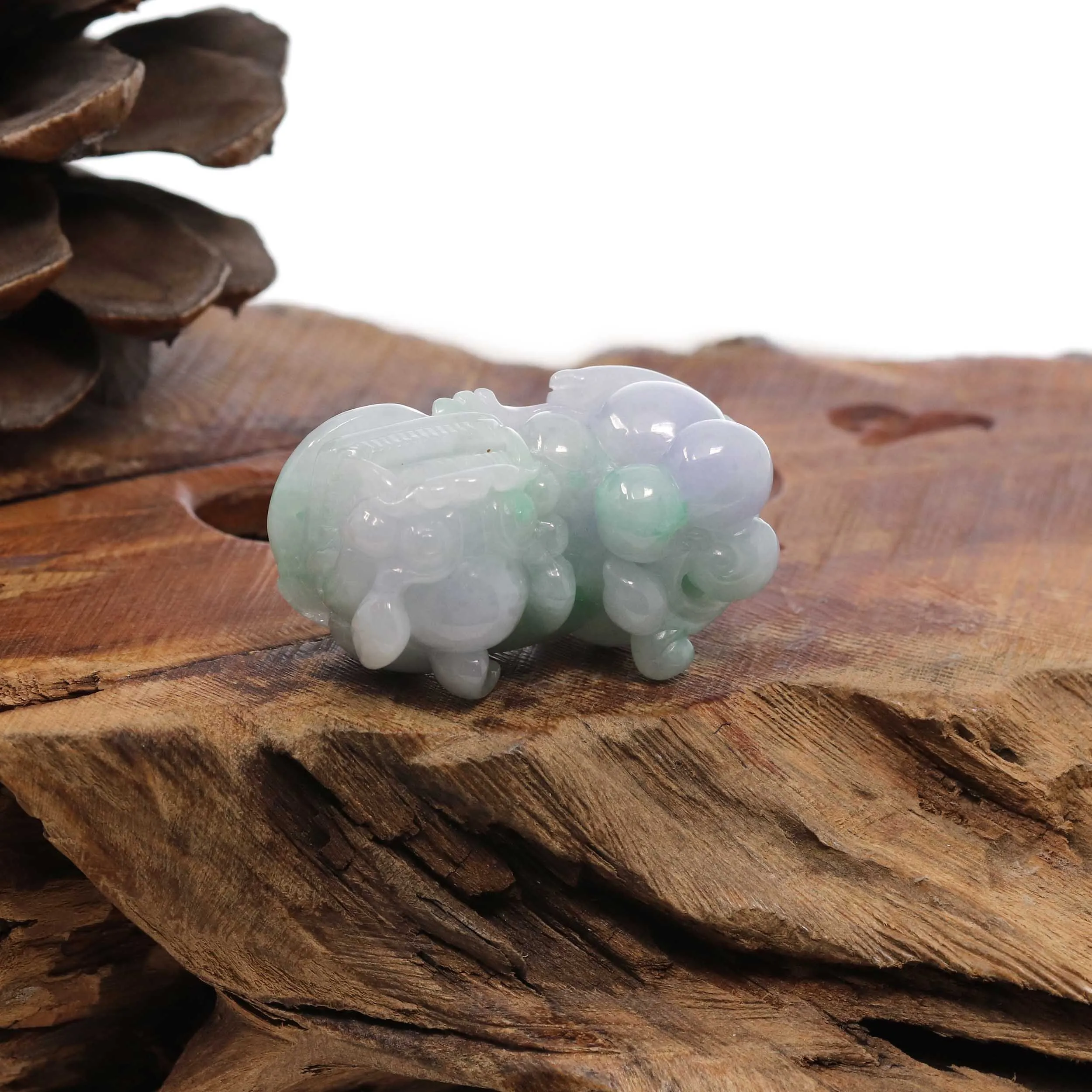 Genuine Burmese Lavender Green Jadeite Jade PiXiu Pendant Necklace For Men