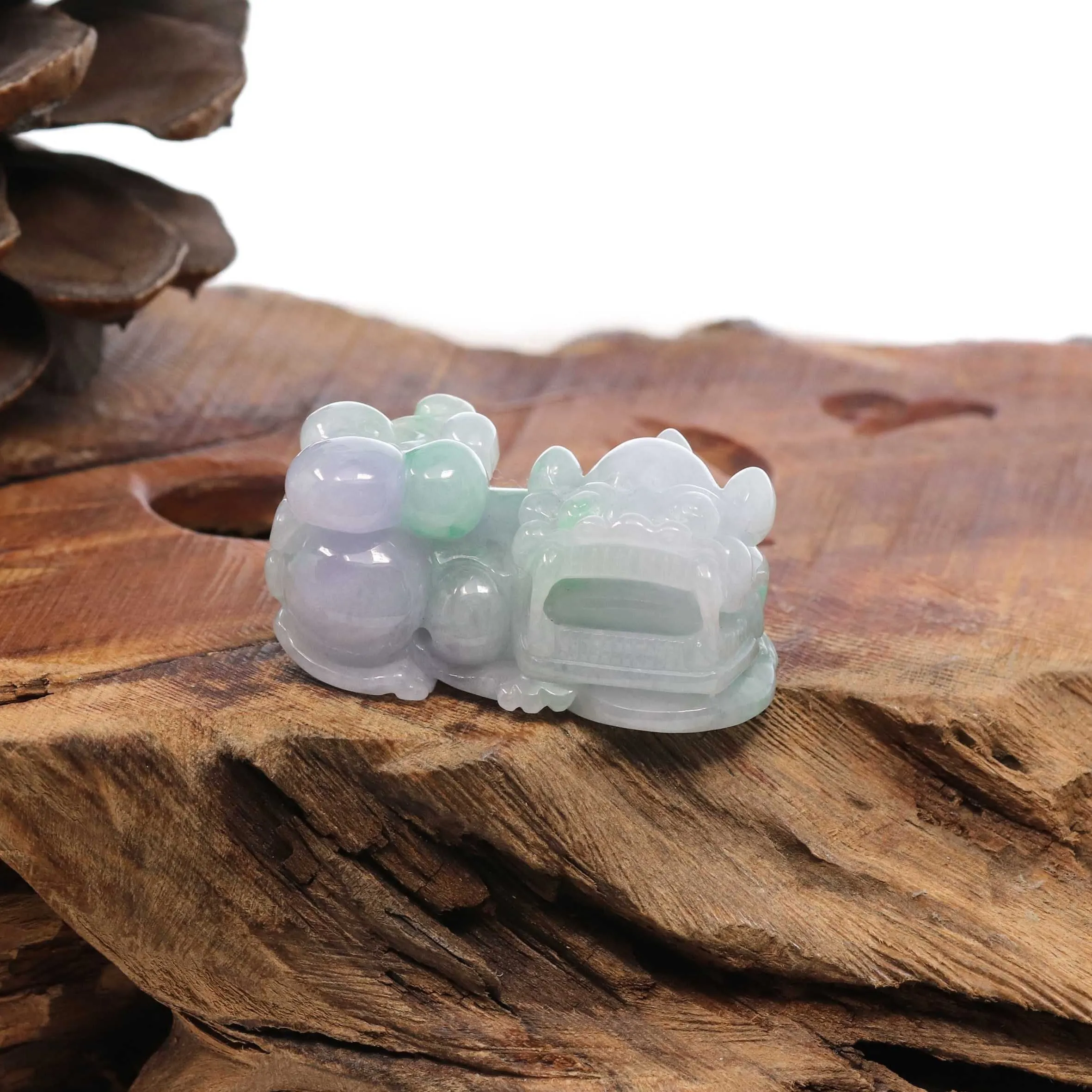 Genuine Burmese Lavender Green Jadeite Jade PiXiu Pendant Necklace For Men