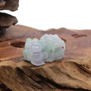 Genuine Burmese Lavender Green Jadeite Jade PiXiu Pendant Necklace For Men