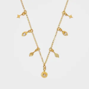 Gold Moonstone Charm Necklace with Gold Charms - Soluna | By Lunar James