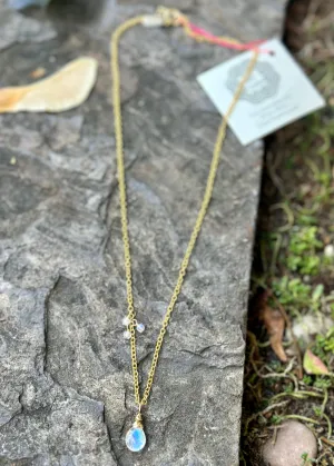 Golden Moonstone Drop Necklace