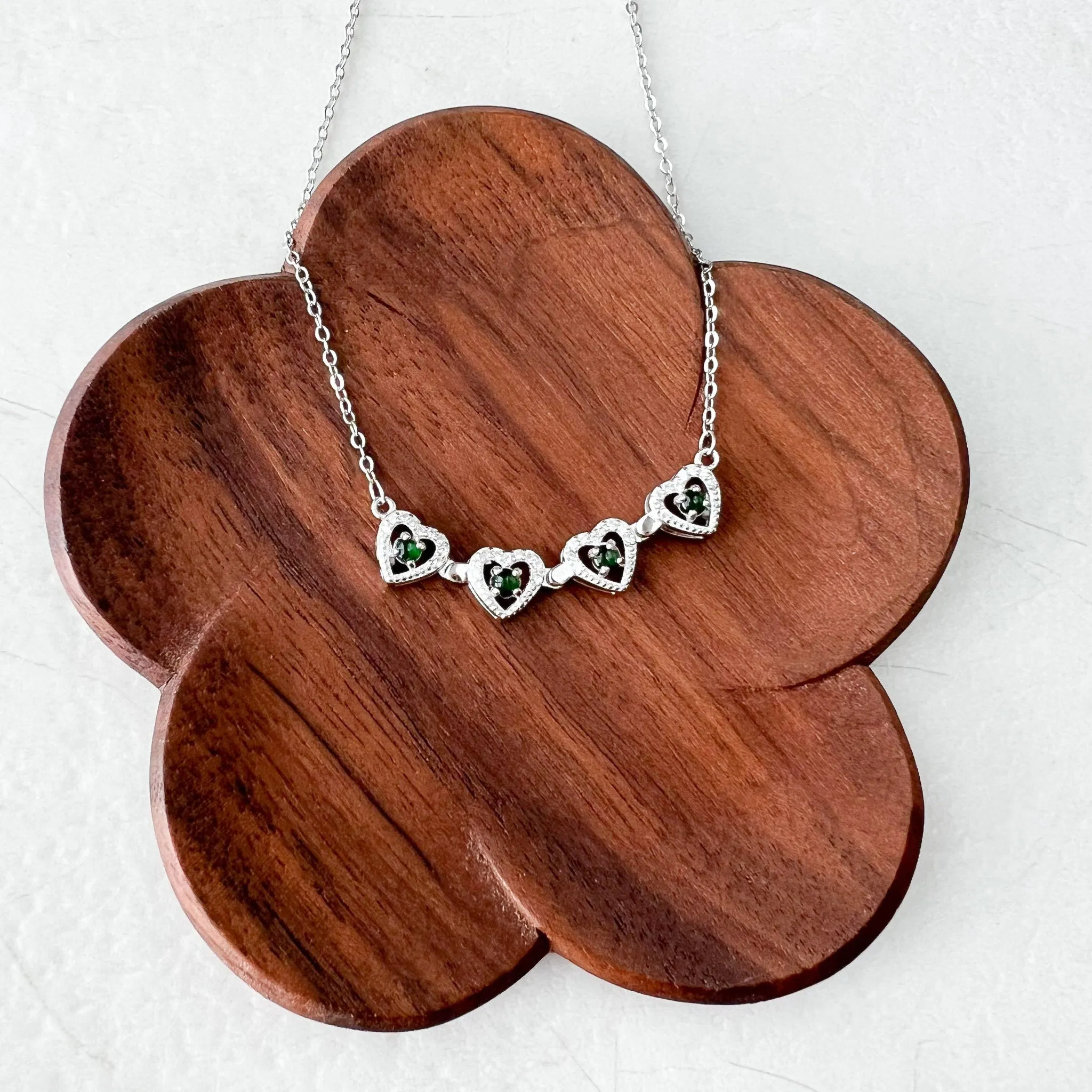 Green Four Leaf Clover Transform Jadeite Jade Sterling Silver Pendant, YZ-0422-0062801
