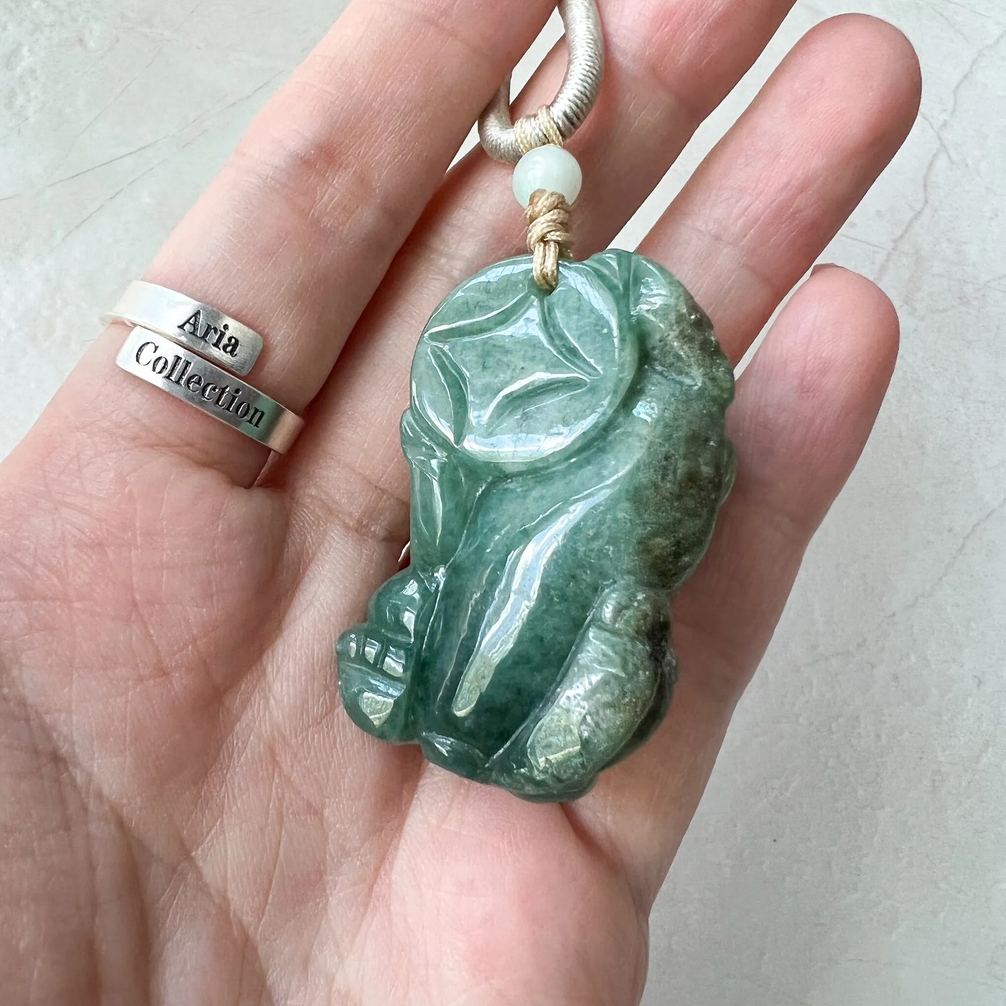 Green Jadeite Jade, Dragon Pixiu Pi Xiu, 貔貅, Dragon Chinese Carved Pendant, YJ-0322-0409131