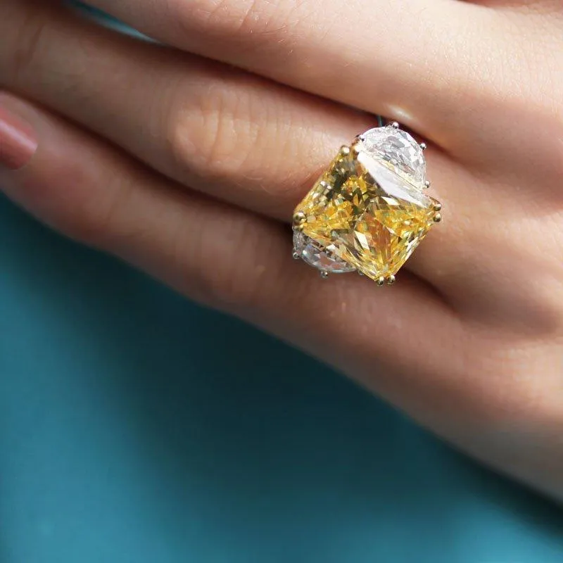 Harlow Barion Radiant Halfmoon Cocktail Ring Fancy Yellow