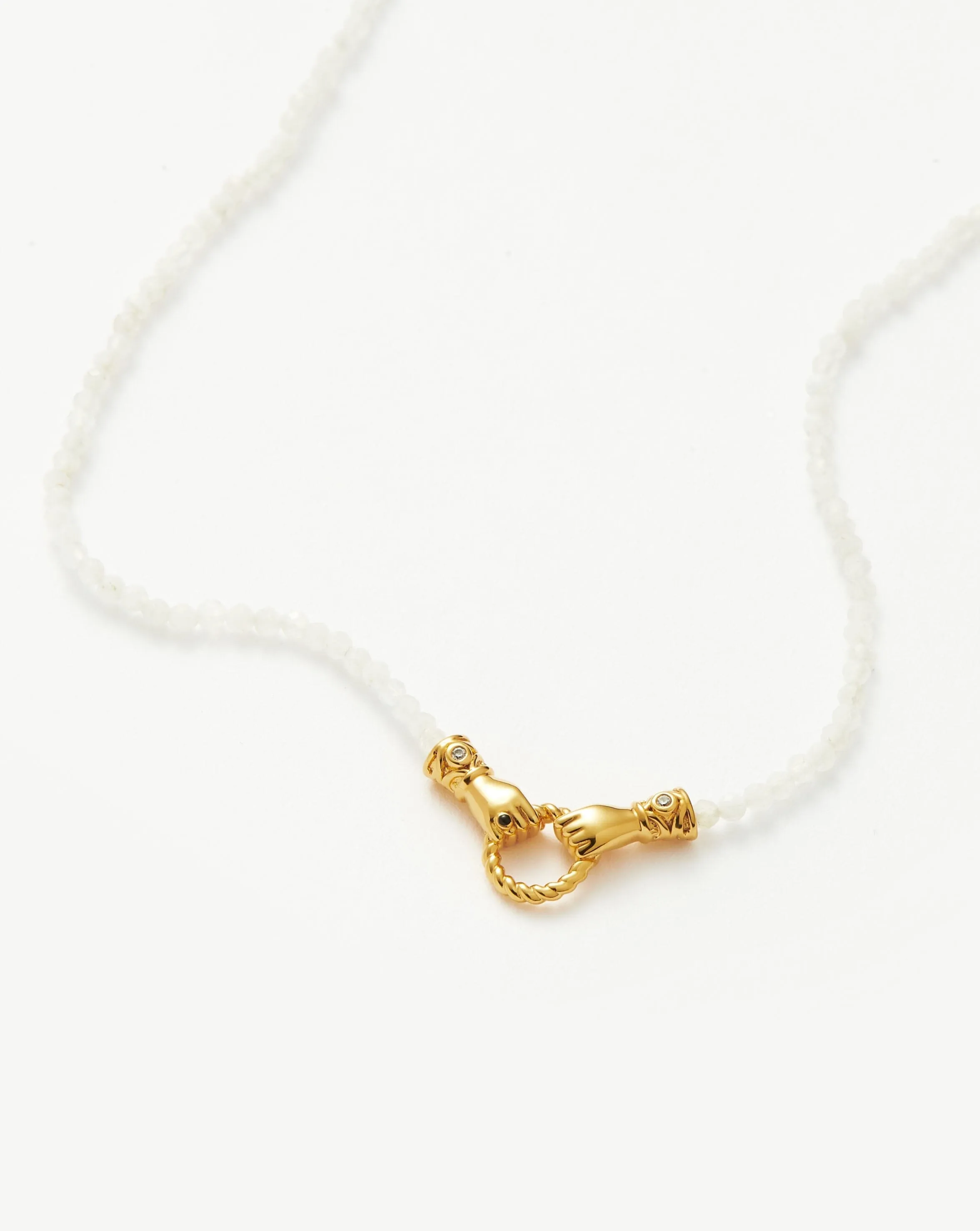 Harris Reed In Good Hands Mini Beaded Gemstone Necklace | 18k Gold Plated/Rainbow Moonstone