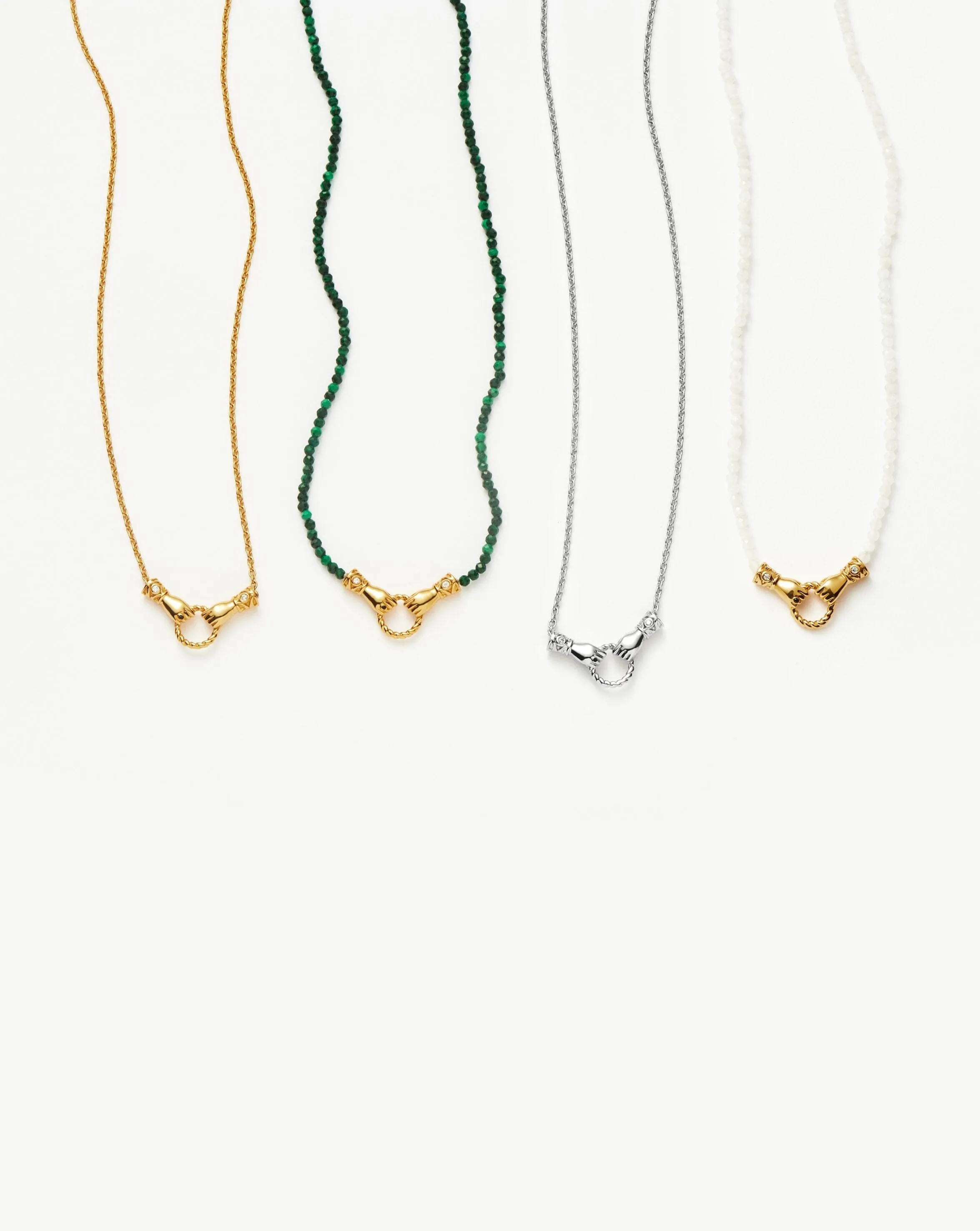 Harris Reed In Good Hands Mini Beaded Gemstone Necklace | 18k Gold Plated/Rainbow Moonstone