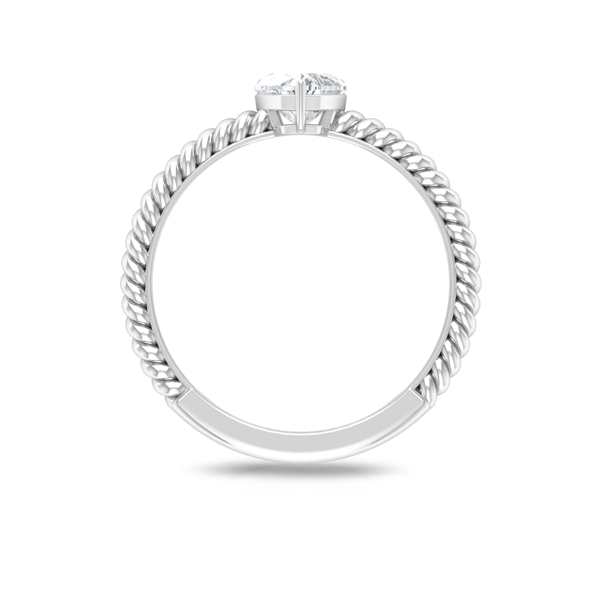Heart Shape Lab Grown Diamond Solitaire Ring in Rope Shank
