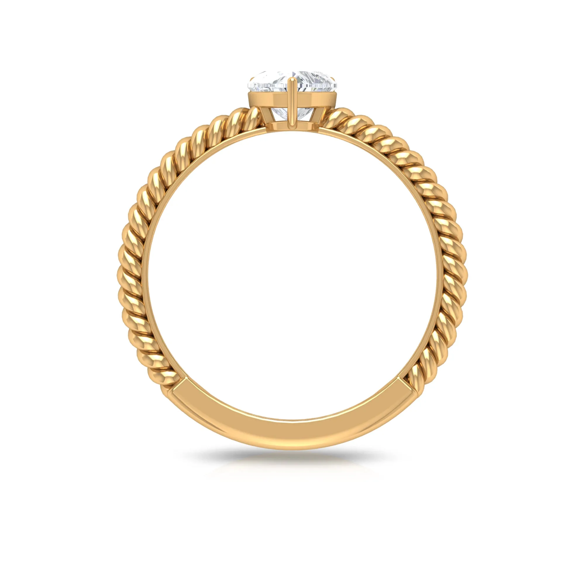 Heart Shape Lab Grown Diamond Solitaire Ring in Rope Shank