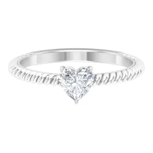 Heart Shape Lab Grown Diamond Solitaire Ring in Rope Shank
